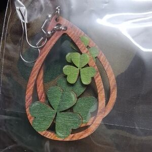 Green Clover Teardrop Earrings
